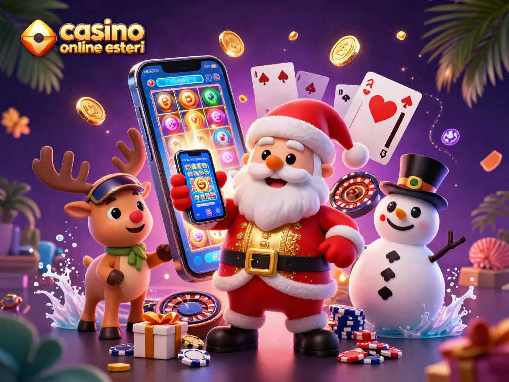 Slot machine e carte animano il casino online esteri con il Natale in primo piano.