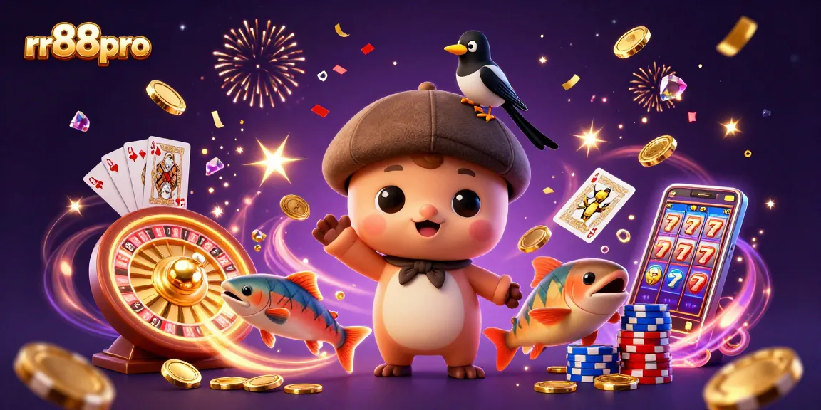 Engage with rr88pro's vibrant casino world through a dynamic scene of Nessie and friends.