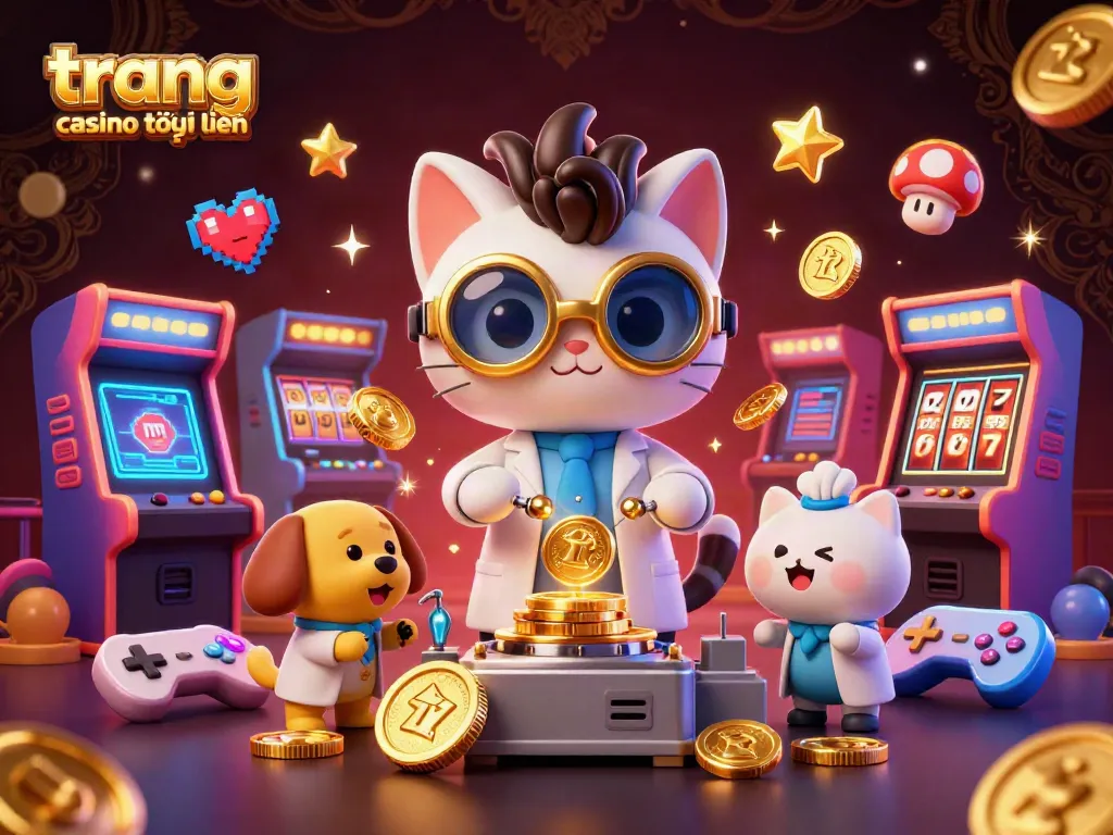 Trải nghiệm trang casino trực tuyến với bầu không khí sôi động và nhân vật 3D thú vị.