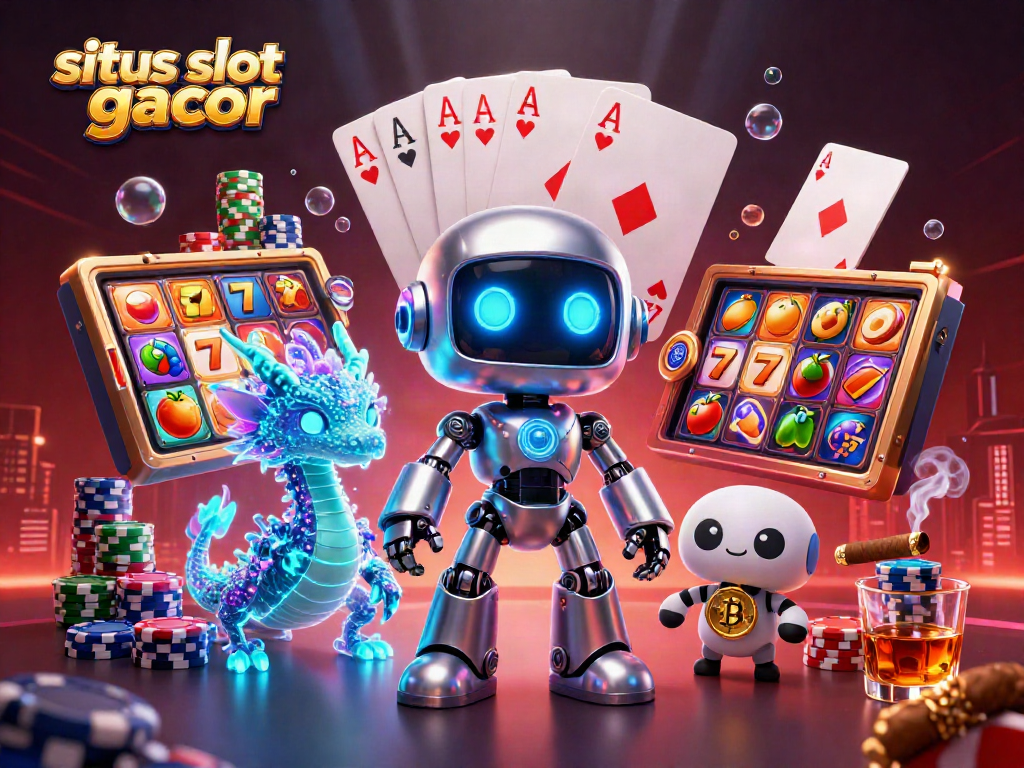 Experience thrilling action at situs slot gacor with vibrant slot reels, interactive characters, and a dynamic casino atmosphere.
