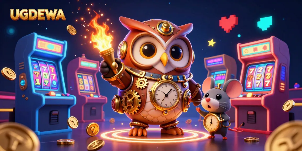 Experience the excitement of gambling with UGDEWA's interactive slot games amidst stunning steampunk visuals.