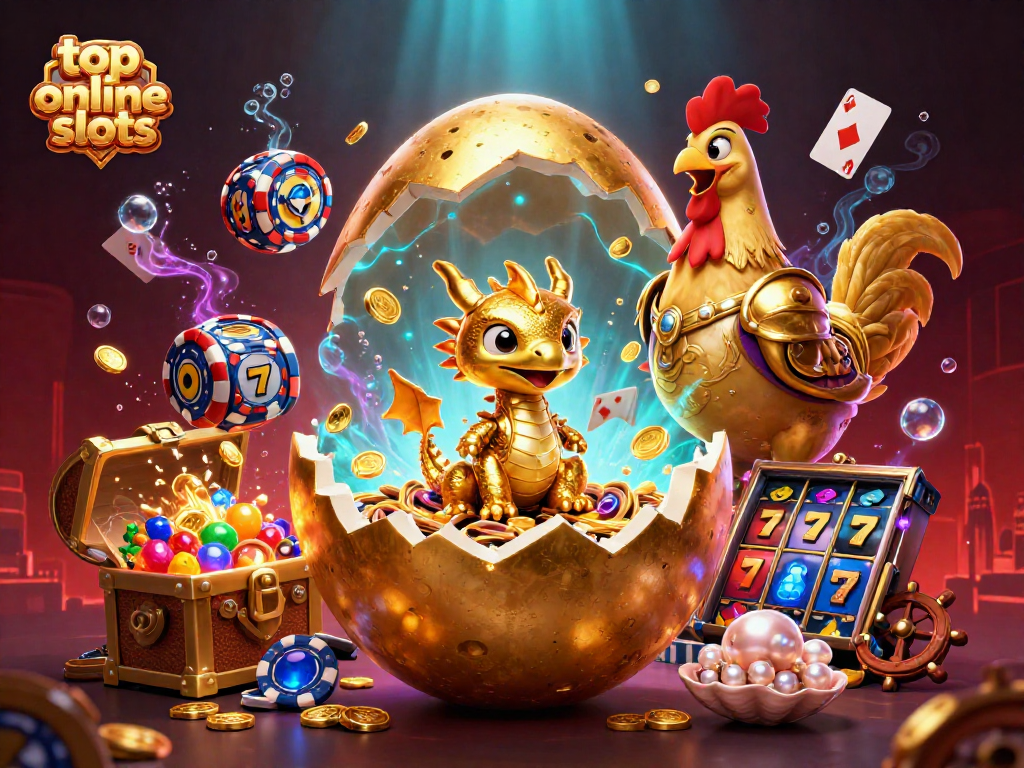 Spin top online slots with a golden dragon and vibrant casino elements in a magical underwater scene.