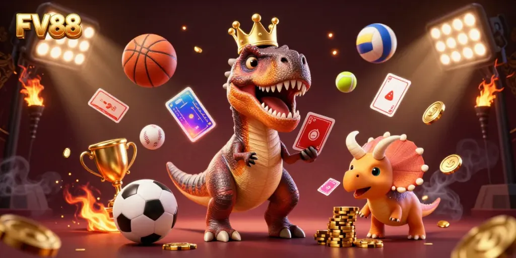 Experience fun and excitement at FV88 with a unique colorful casino experience featuring cartoon characters.