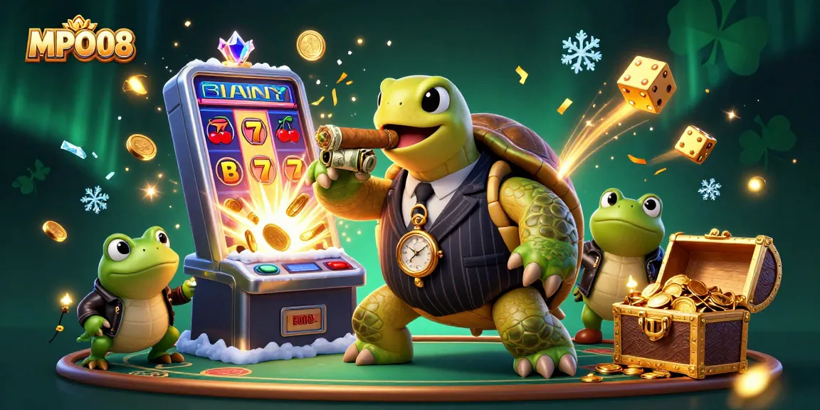 Play exciting casino games on MPO08 with vibrant characters and dynamic slot machine action.