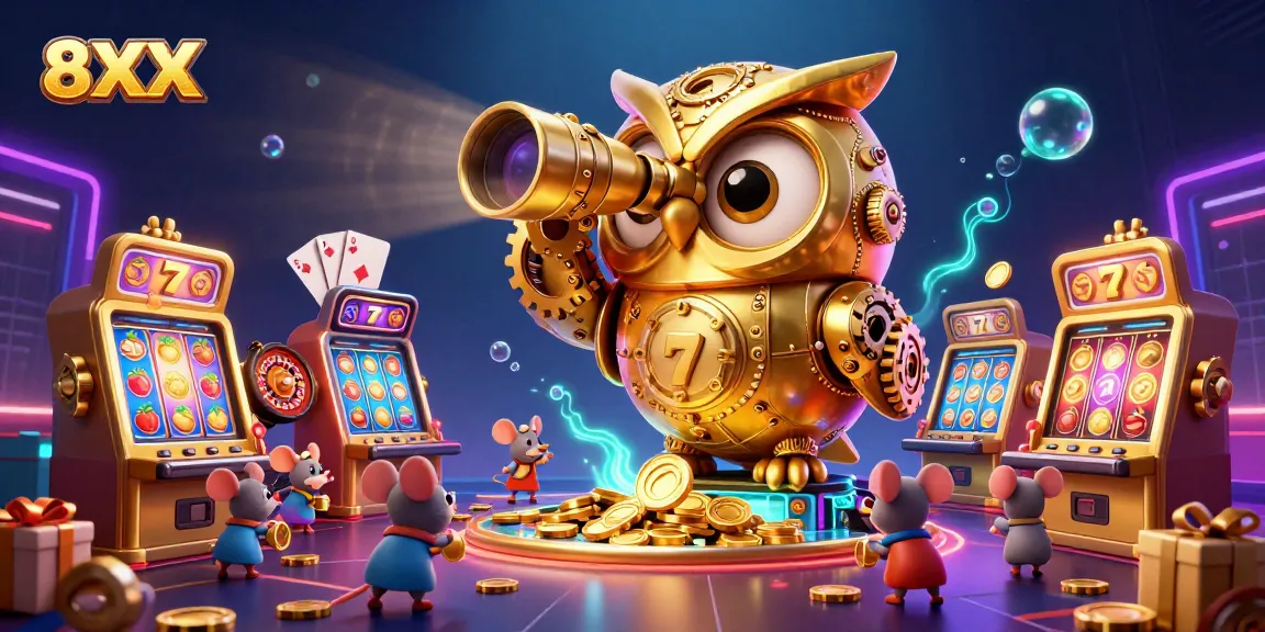 Experience the excitement of 8XX casino games with vibrant characters, spinning reels, and dynamic action.