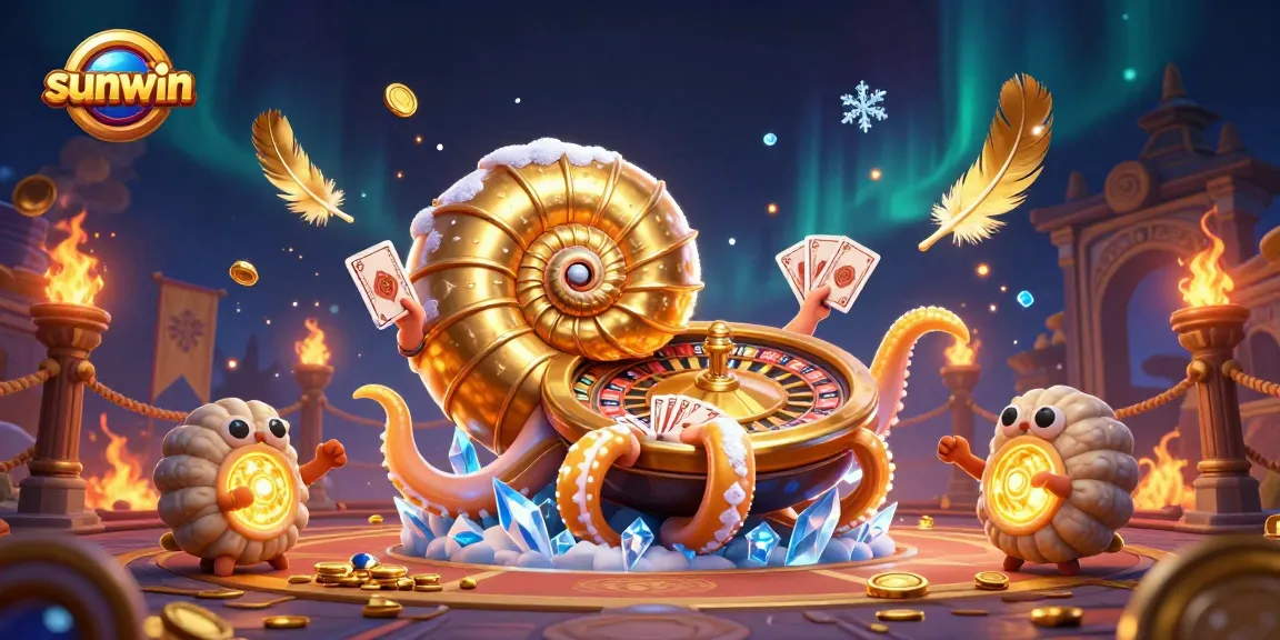 Engage with sunwin at this vibrant 3D illustration, showcasing dramatic casino elements.