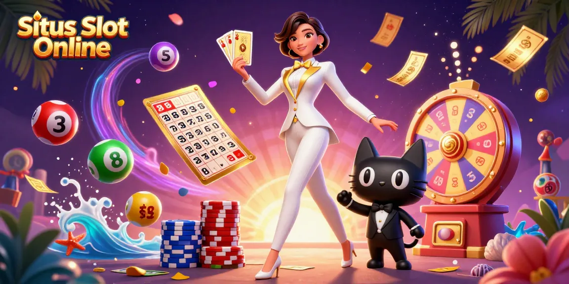 Engage in thrilling gameplay at Situs Slot Online with vibrant 3D casino elements and dynamic characters.