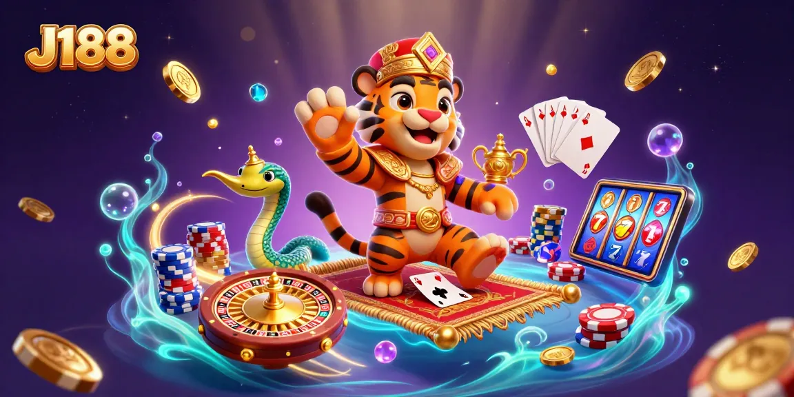Engage with J188 in a vibrant casino scene, featuring magical elements and dynamic gameplay.