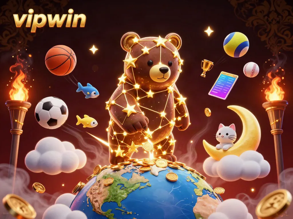 Engage with vipwin for thrilling gaming experiences featuring sports elements, trophies, and golden coins.