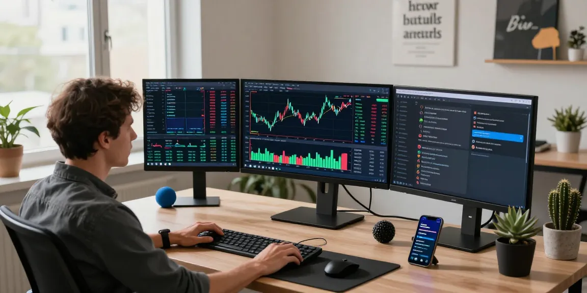 Trader interactuando con la plataforma Immediate Edge en un entorno de oficina moderno y luminoso.