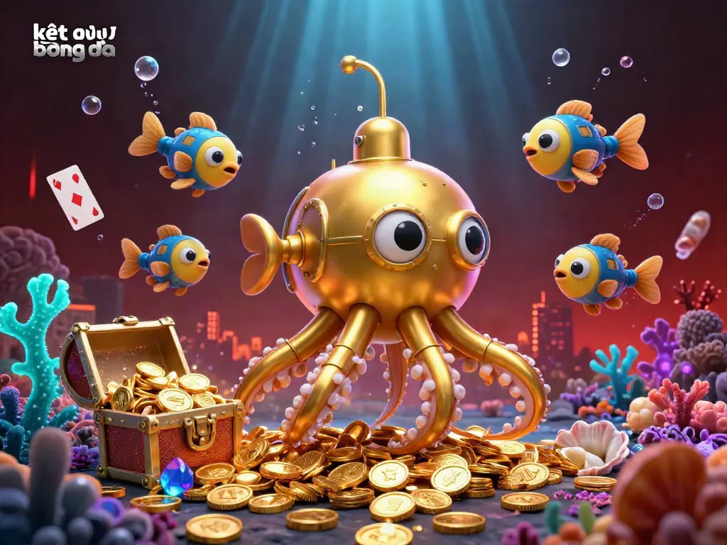 Experience live kết quả bóng đá as a kraken submarine revels in a flood of golden coins and treasures.