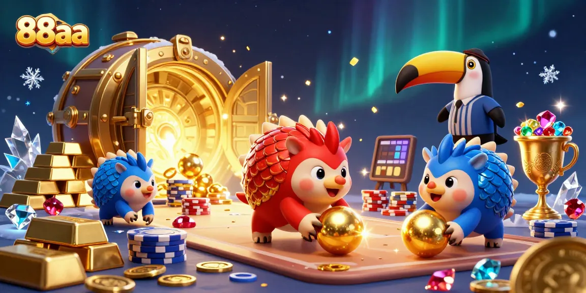 88aa pangolins in a competitive gambling scene amid golden treasures and poker chips.