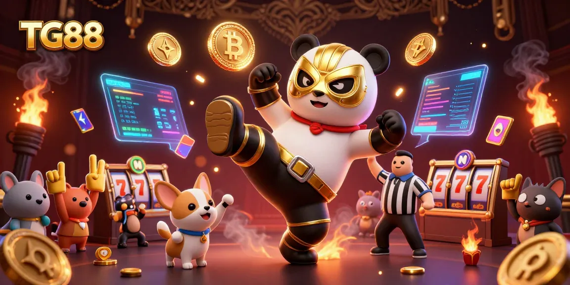 Experience exciting wins with TG88 as a panda wrestler kicks into the action amid crypto elements.
