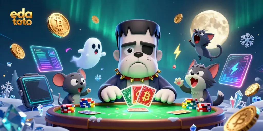 Experience thrilling eda toto gaming with a spooky vibe, showcasing characters in a dynamic scene.
