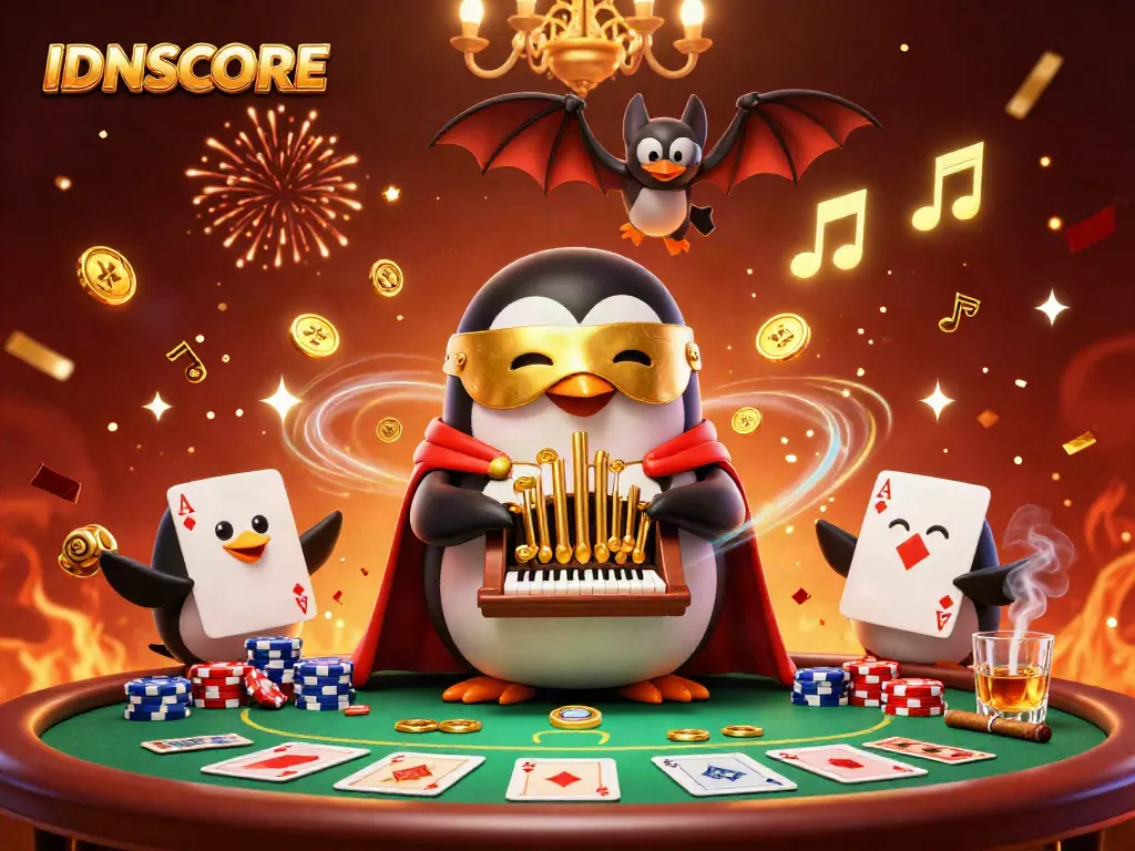 Experience the excitement of IDNSCORE with vibrant casino elements and dynamic characters.