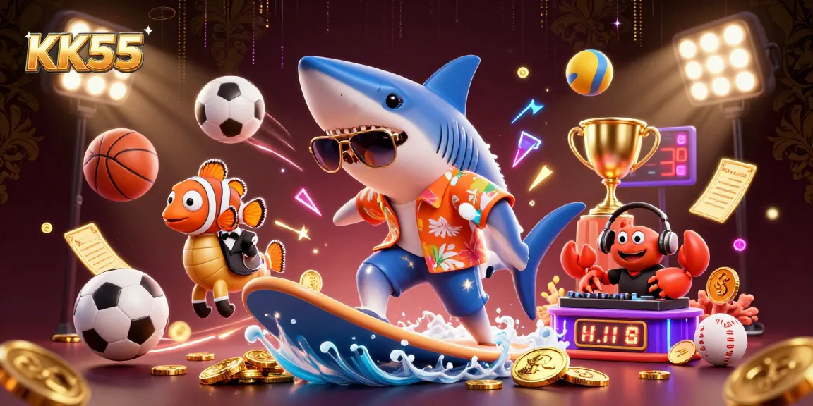 Experience the thrill of KK55 with a vibrant underwater scene filled with riches and gaming excitement.