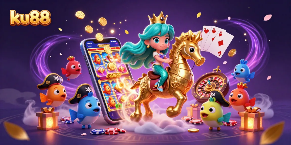Engage with ku88's immersive gaming adventure featuring a mermaid princess and her treasure-filled seascape.