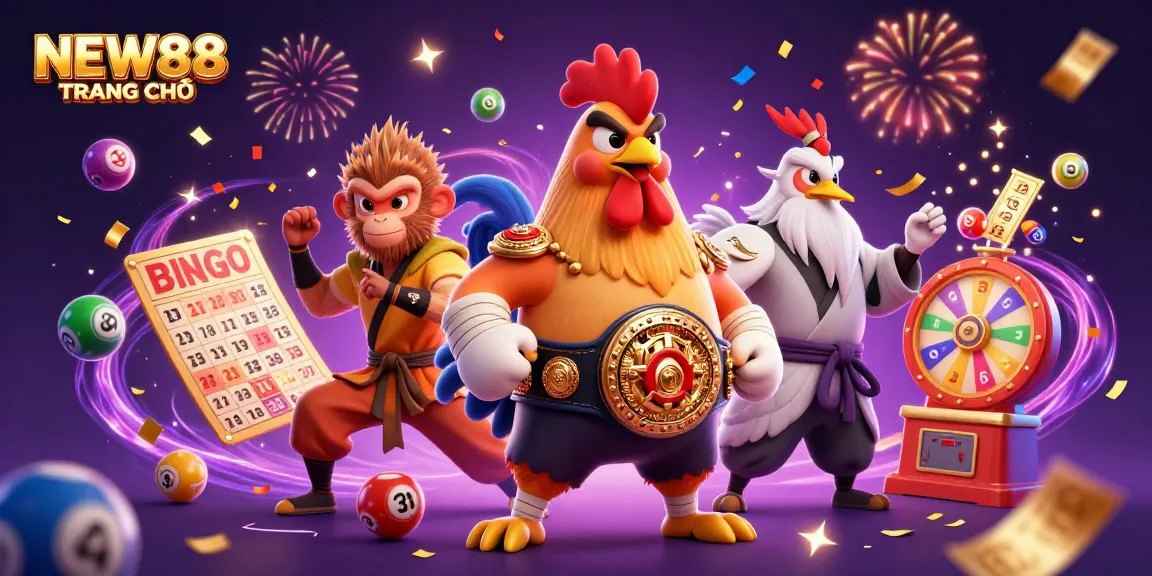 Engage with the thrilling gameplay at NEW88 TRANG CHỦ, featuring vibrant characters and dynamic lottery elements.