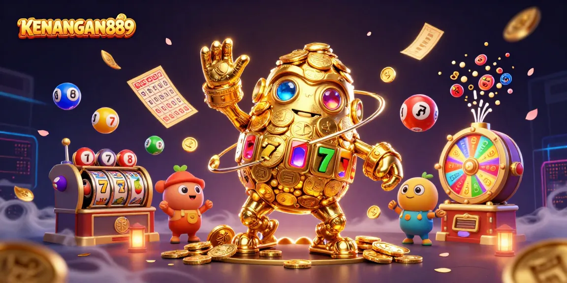 Experience thrilling spins and gaming action with KENANGAN889's vibrant casino illustration.